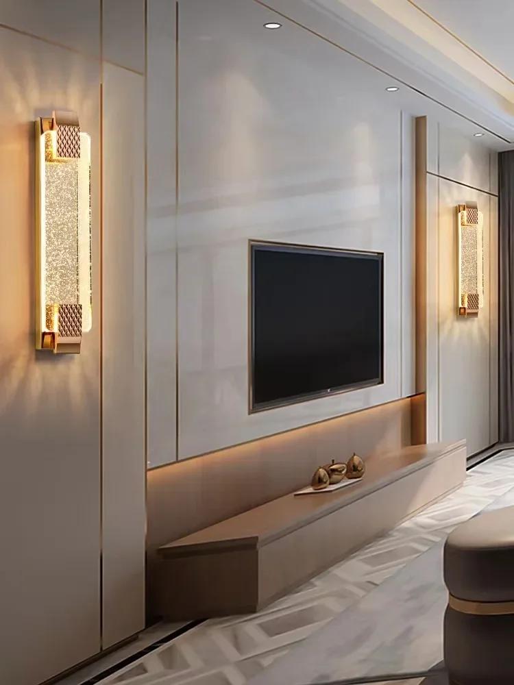 Nordic luxury LED Crystal Wall Light Modern Living Room Sleeping Sofa TV Backdrop 3 Color Dimmaing 110V 220V Wall Lamp Sconce