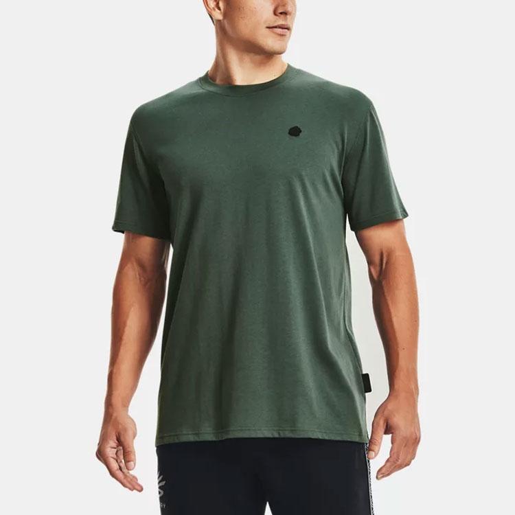 Under Armour Футболка Curry Heavyweight Solid Color Breathable Training с коротким рукавом для мужчин, цвет Hedge-Green 1366618-332