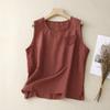 Летний хлопковый льняной однотонный топ, свободный и утягивающий, повседневный жилет без рукавов для женщин