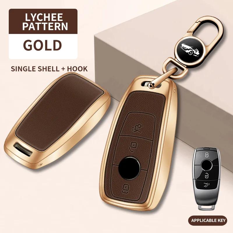 lkurz6 2026 Hot Car Sticker Suitable for Mercedes-Benz A-class B-class C-class E-class GLC car key cover E300 C200 high-end alloy leath