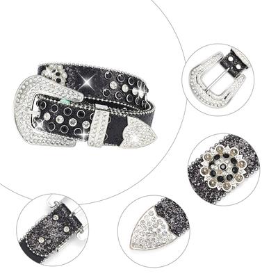 Ремень с пряжкой-стразами для всех возрастов BlingBling Пояс с пайетками Крутой Западный Пояс с Рисунками Пояс для Уличных Танцев на Талию для Джинсов