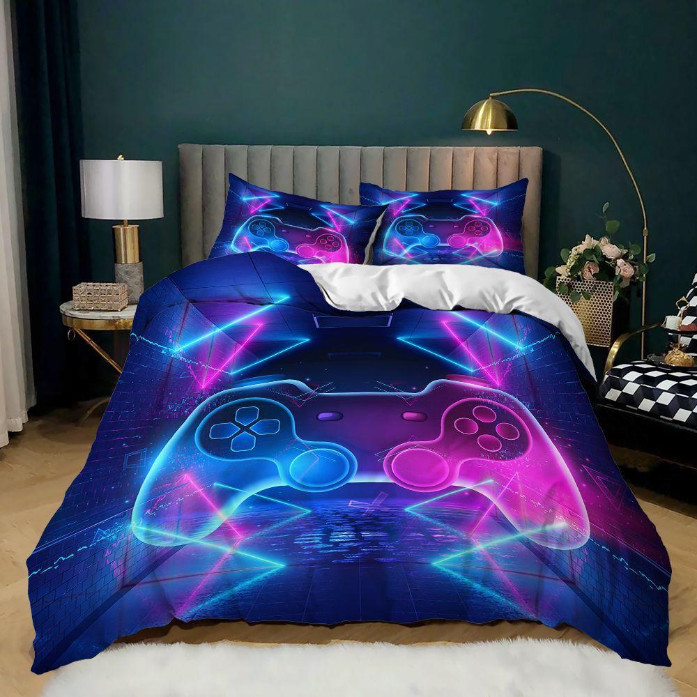Gamepad Kit 3D Digital Printing Quilt Cover E-Sports Boy Bedding Three-Piece Set