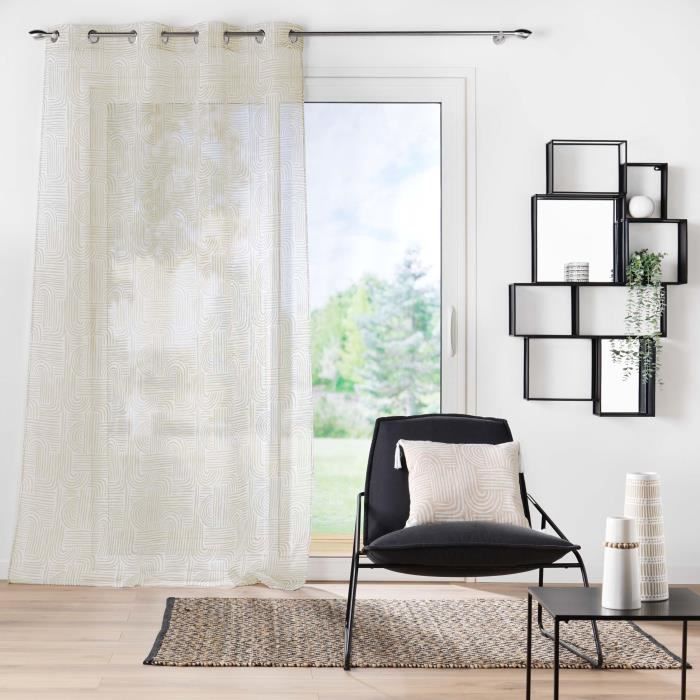 Rideau voile - Pandore - Blanc - 140 x 240 cm - 100% polyester - 8 œillets métal