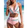 Sexy Bikini Set Low Waisted Swimwear Women's Push Up Swimwear Vegan Stripe Print 2 Piece Beachwear Swimsuit S-5XL