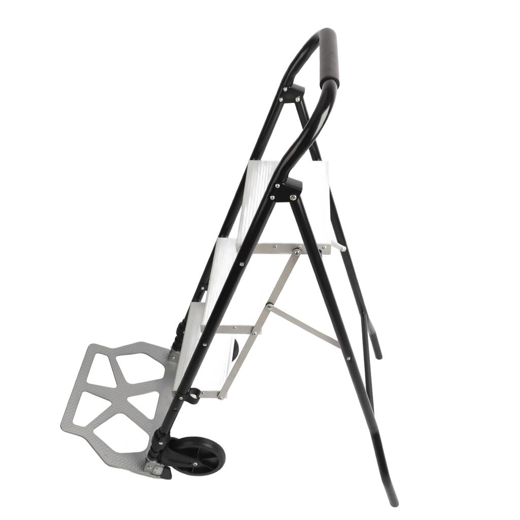 Foldable 3 Step Ladder Ergonomic Portable Non Slip Space Saving 3 Step Folding Stool Ladder Cart for Home