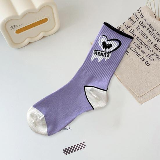 1 пара носков до середины икры, корейские носки с вышивкой в виде сердца, каваи, хип-хоп, соответствующие цвета, противоскользящие, мягкие, без запаха, впитывающие пот, женские спортивные носки на четыре сезона