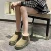 Женские зимние ботинки с толстой подошвой и короткими рукавами, универсальные, с толстым флисом и противоскользящей подошвой, теплая хлопковая обувь