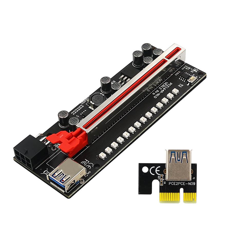Переходная карта-райзер 012 PRO LED PCIE для адаптера GPU для майнинга