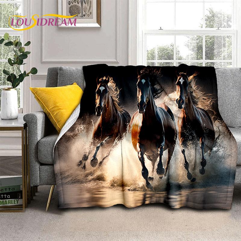 Horse Pentium Gallant Steed 3D Animal Blanket,Soft Throw Blanket for Home Bedroom Bed Sofa Picnic Travel Office Cover Child Gift