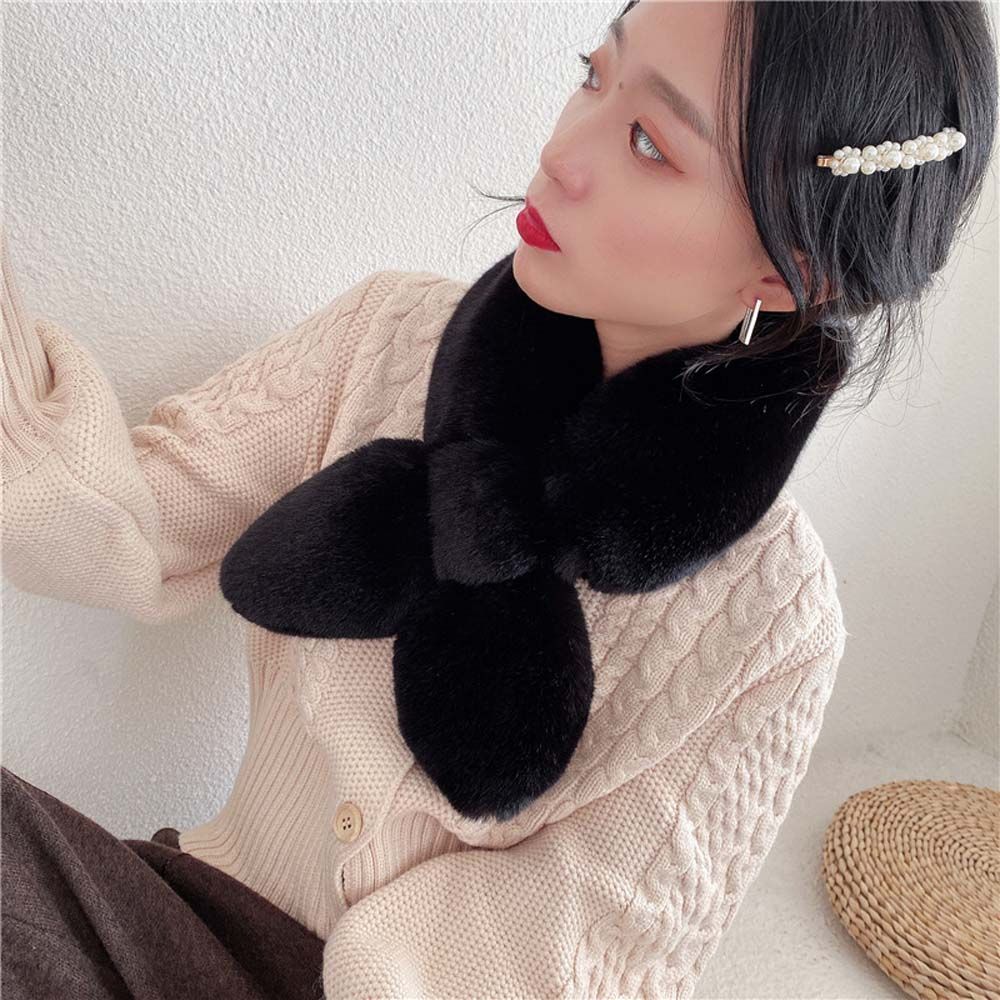Plush Comfortable Neckerchief Imitation Rabbit Fur Scarf Korean Style Wraps Women Cross Scarf