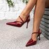 Женские босоножки на высоком каблуке бордовые шпильки модные остроносые туфли на высоком каблуке новая женская обувь