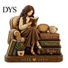 Украшения для книжных полок в читальном зале, деревянная фигурка девочки для любителей книг, персонализированный декор для настольной книжной полки со штабелируемым дизайном, домашняя библиотека, кабинет