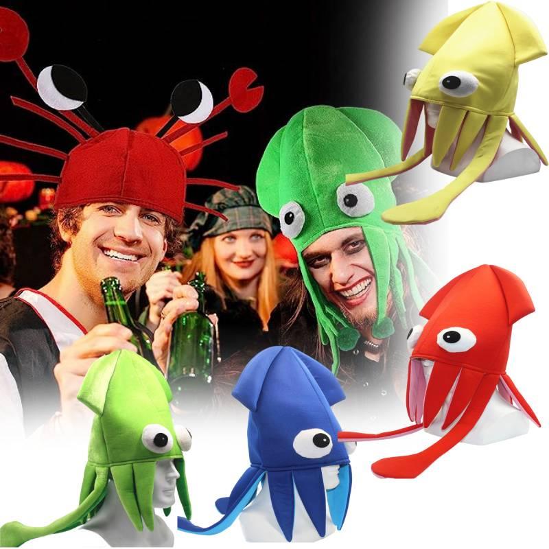 Шапка Кальмара из Бархата Jiaqi Настраиваемый Смешной Реквизит для Вечеринок для Выступлений и Косплея