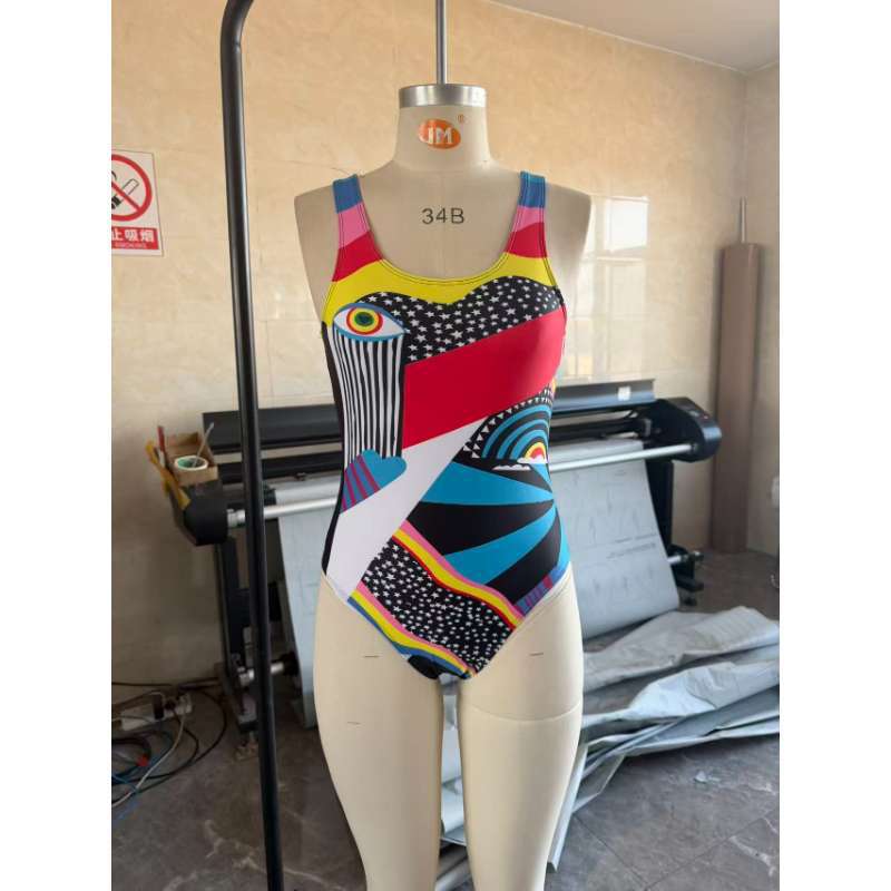 New European and American one-piece swimsuit women's sexy tight-fitting printed bikini hot spring vacation swimsuit