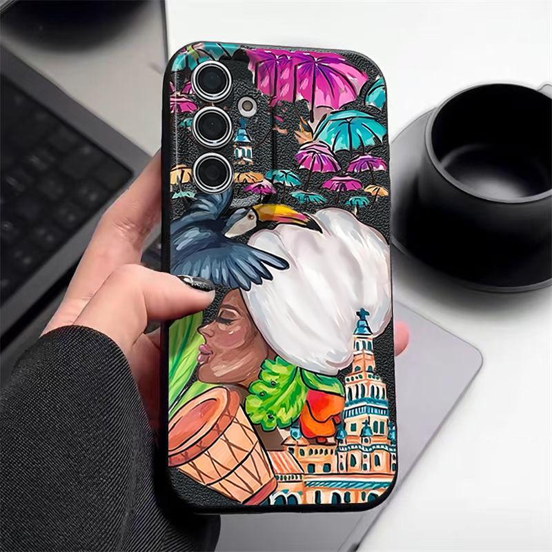 Чехол с тропическим узором тукана для Samsung Galaxy A57 A56 A55 A54 5G A37 A36 A35 A34 A17 A16 A15 A14 Силиконовая крышка с текстурой кожи