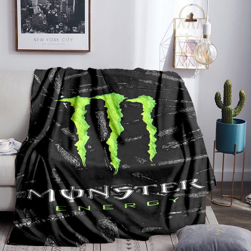 Monster Drink Throws Blanket Flannel Blankets Plush for Couch Bed Gifts for Men Women Travel picnic blanket Christmas fan gifts