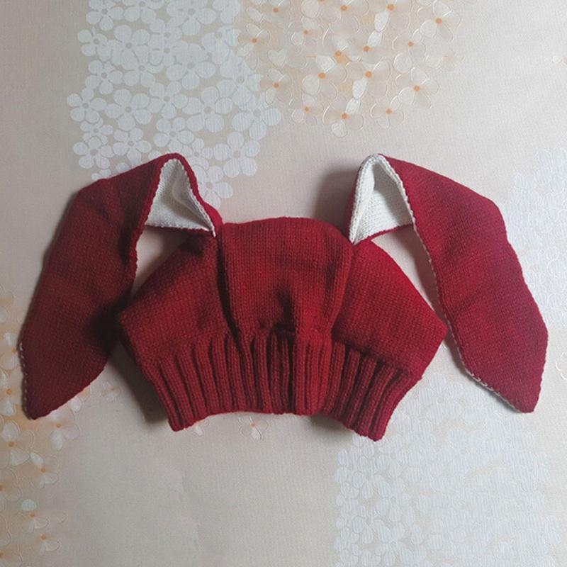 Вязаная детская шапка на осень и зиму для малышей, шапка с длинными ушами очаровательного кролика