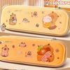 Cute Large-capacity Capybara Pencil Case Waterproof Funny Capybara Pen Bag Zipper Anti Dirt Stationery Bag Girls