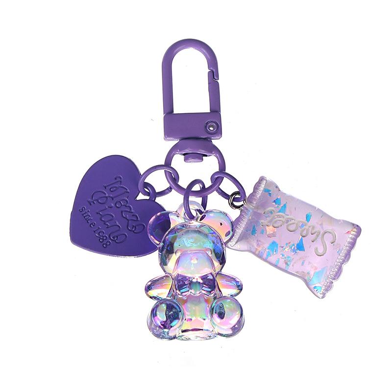 Cartoon Bling Heart Bear Animal Candy Keychain Keyring Creative Cute Bag Pendant