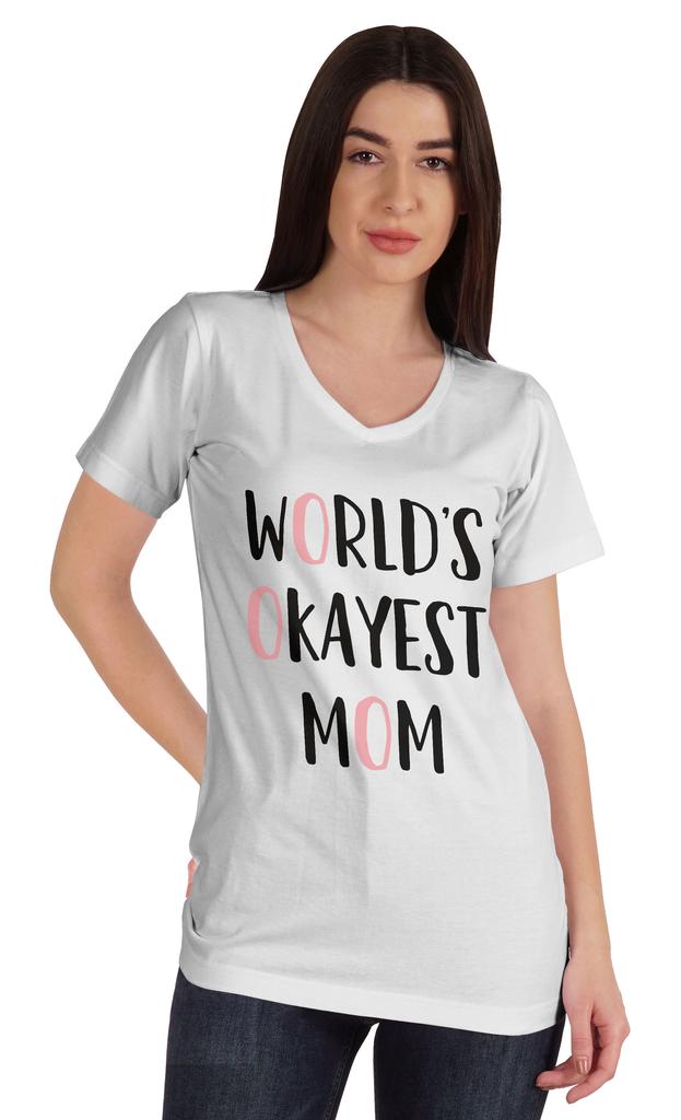 Inkmeso World  S Okayest Mom Graphic Tshirt Short Sleeve Mother  S Day Gift