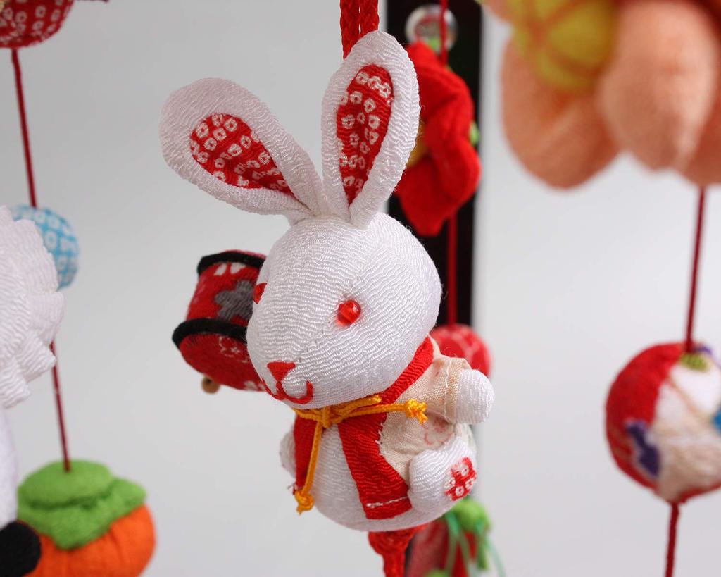 Hanging Hina Small Flower Rabbit Doll with Display Stand Dolls, (65cm Tall),
