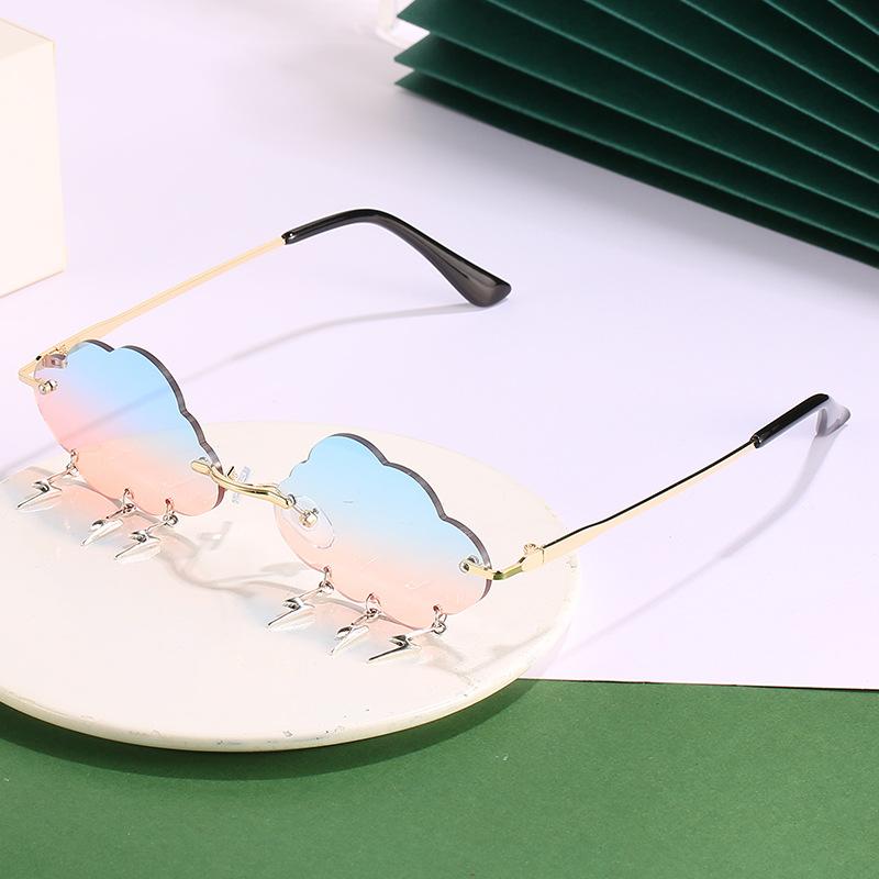 Cloud sunglasses two-color fashion cloud lightning shape irregular glasses frameless decorative party sunglasses