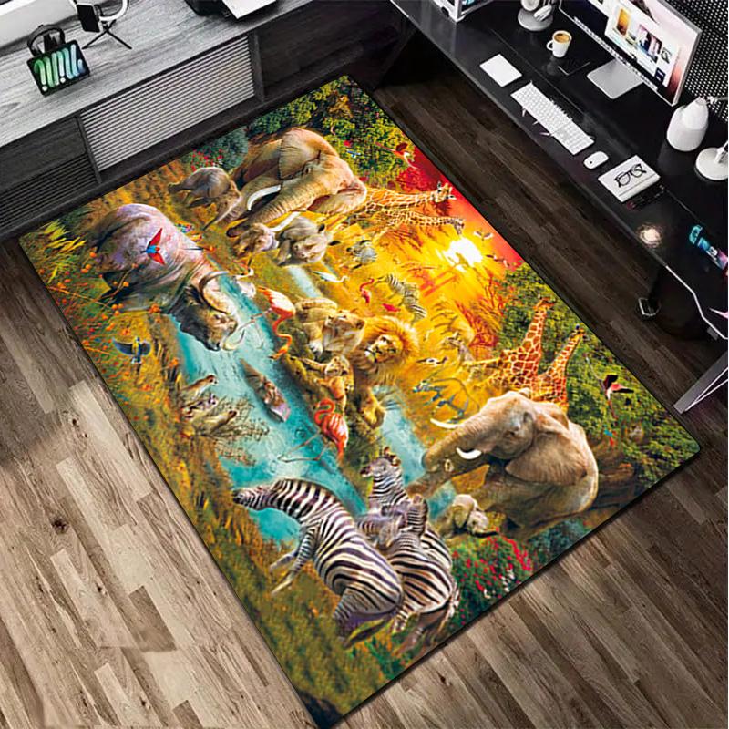 1Pc Animal World Print Rug - home decoration Carpet For Living Room Bedroom Flooring Computer Chair Area Rug
