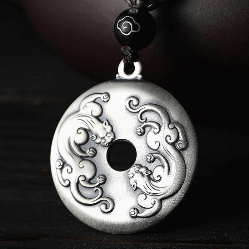 Ретро Мужской и Женский Кулон Пряжка Безопасности Пиксю Двойной Пиксю Цельный Кулон Мужской Кулон