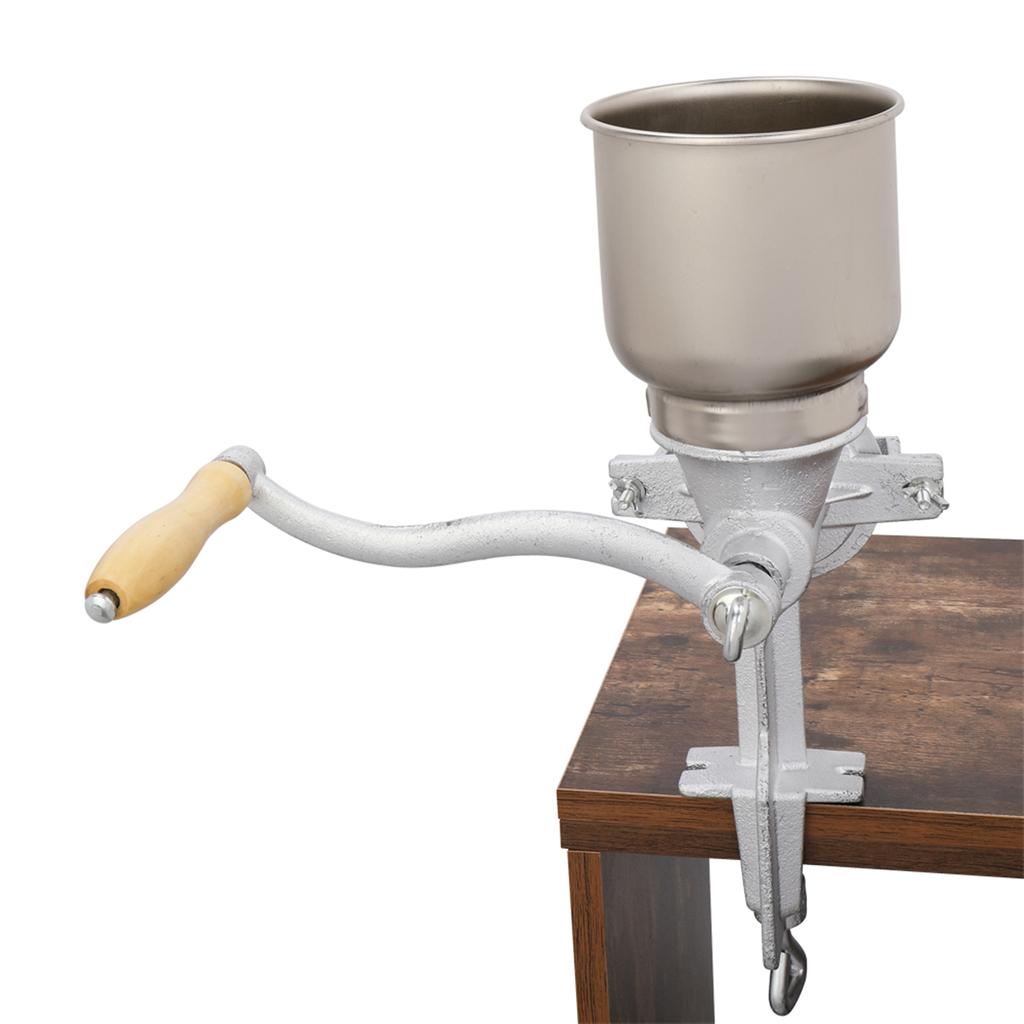 Corn Grinder, Hand Cranking Grain Grinder, Manual Grain Mill with 500ML High Hopper for Grinding Corn, Nut, Spice, Wheat, Coffee, Grinder Tool Silver