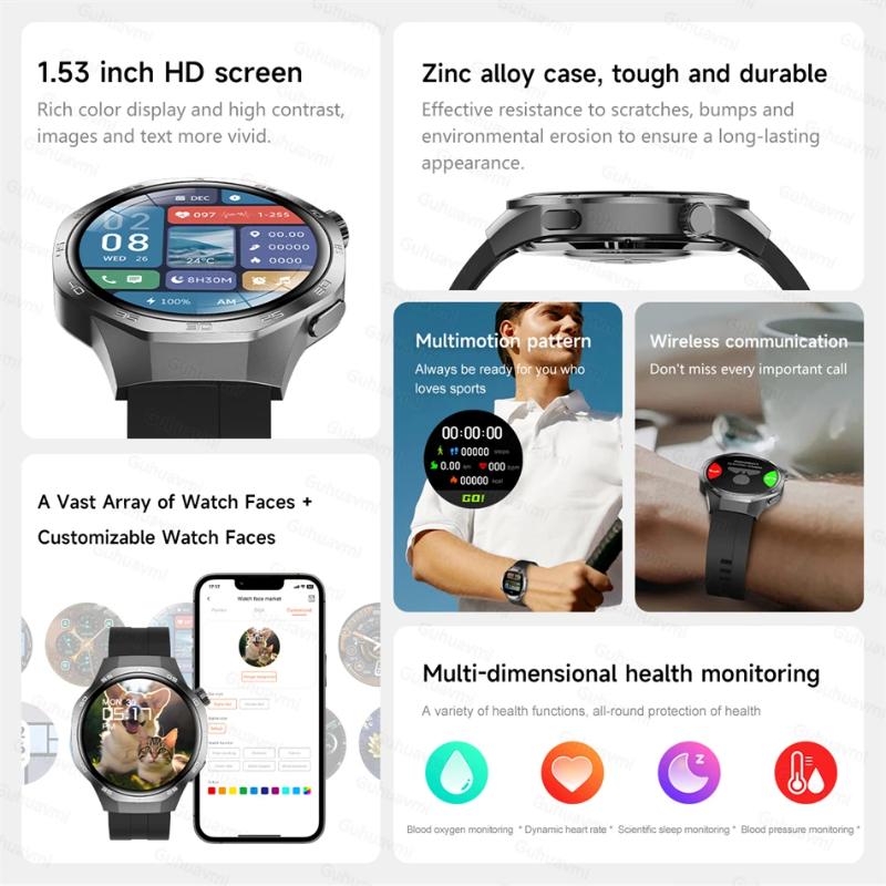 2025 Новые часы GT5 Max Смарт-часы HD AMOLED Экран NFC GPS Трекер Звонок по Bluetooth Здоровье Водонепроницаемые Смарт-часы Мужские Женские Для Huawei