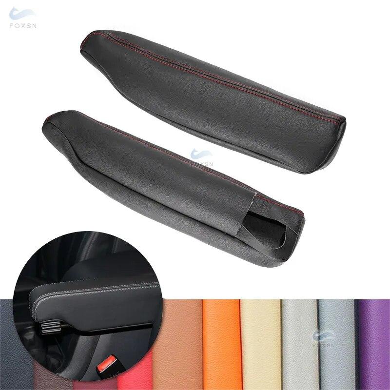For Land Rover Discovery 3 4 04-16 For Range Rover Sport 05-13 2pcs Side Seat Armrest Handle Leather Cover Decor Black-red Line
