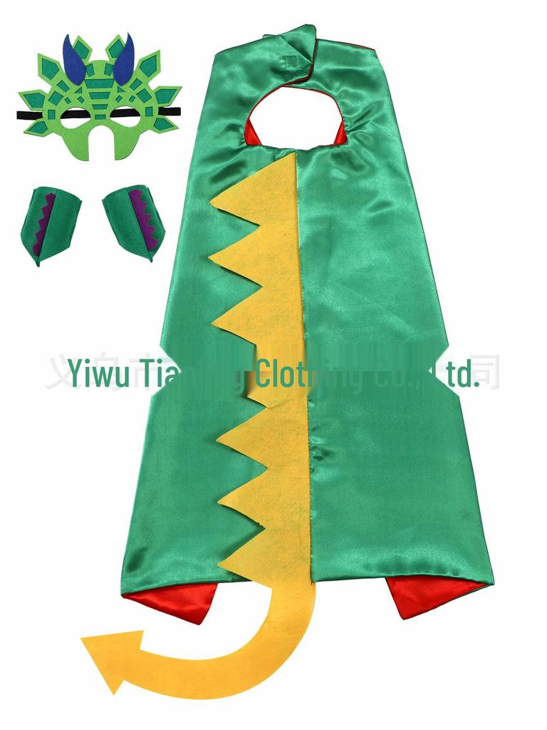 Детский костюм динозавра на Хэллоуин с зеленым плащом, маской на глаза и браслетом для ролевой игры