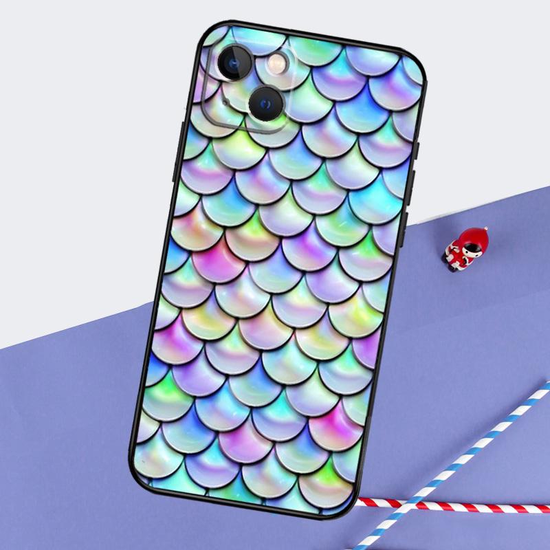 Акварельный Чехол для Телефона с Рисунком Чешуи Русалки Для iPhone 16 15 Pro Max 12 13 Mini 11 14 Pro Max XR 16 15 Plus 16e Чехол