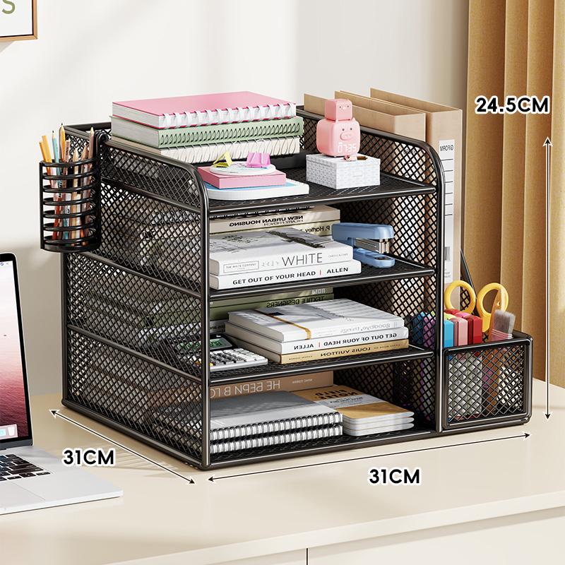 Desktop Metal File Organizer: Office Supplies Storage Rack and Data Archive Solution