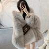 Lazy Wind Hooded Imitation Fox Hair New Fur Coat Imitation Leather Plush Winter Long Hair Coat