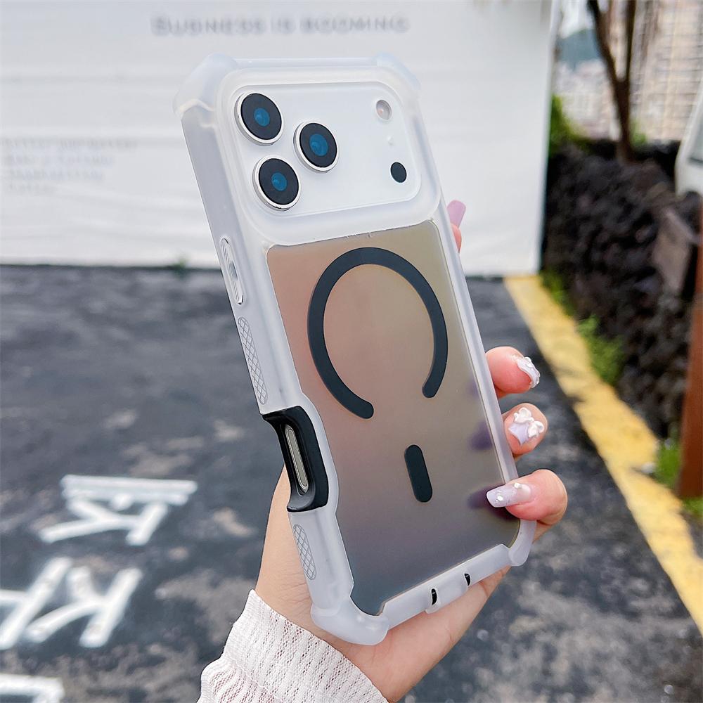 Ударопрочный Магнитный Сверкающий Лазером Чехол для Телефона для iPhone 17 Air Pro 17 Pro Max Двойной Цветной Бампер Камеры Слой Бронирующая Крышка