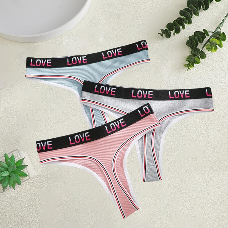 3Pcs/Set Women's Cotton Panties Sexy Sport Low Waist Briefs S-XL Comfortable Underwear Female Soft Color Underpants Lingerie