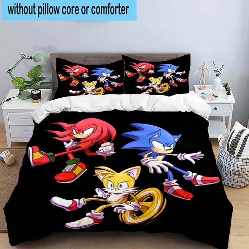3PCS hedgehog Speed Adventure 3pcs Bedding,Including 3PCS Duvet Cover And 2pcs Pillowcases Perfect for Christmas,Ideal for Bedroom, Dormitory
