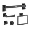 Matte Black Bathroom Hardware Set, 5 Pieces Bathroom Accessories Set, Stainless Steel 16 inch Towel Bar, Towel Rack, 2 Robe Towel Hooks, Toilet Paper