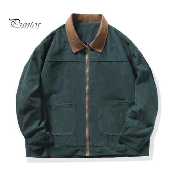 Мужская вельветовая куртка с воротником-лацканом, длинным рукавом, повседневная куртка в стиле пэчворк, пальто с карманами, застежка-молния, верхняя одежда