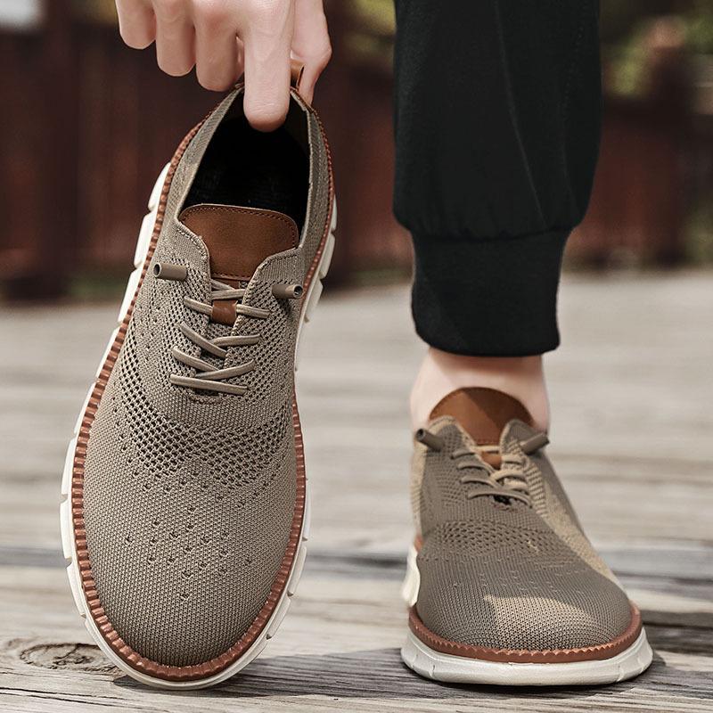 2025 внешняя торговля британский стиль мужская обувь весна и лето дышащая спортивная обувь обувь из сетки с плетением «муха» большой размер 48 размер кроссовки