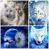 DIY 5D Full Diamond Painting Cross Stitch Painting White Wolf Diamond Embroidery