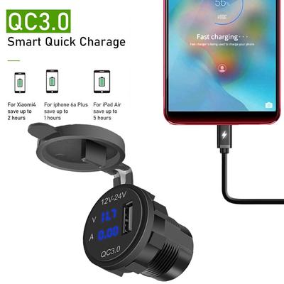 Motor QC 3.0 USB зарядное устройство для телефона быстрый адаптер питания цифровой вольтметр дисплей напряжения автомобиль DC12V-24V водонепроницаемая розетка