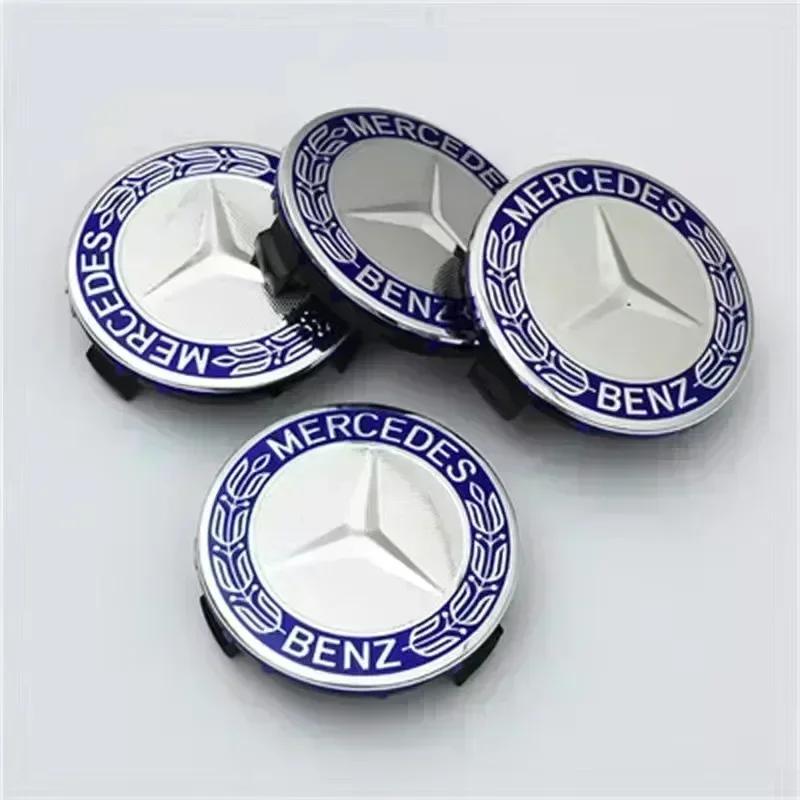 PIG4 4 Pieces/Set 75mm For Mercedes Benz AMG W203 W206 W220 W205 W211 W212 Car Wheel Center Hub Caps Benz Emblem Tire Rim Covers