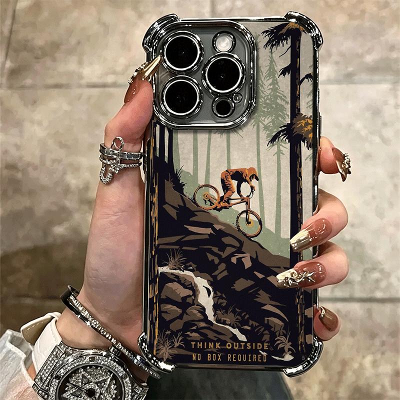 Мягкий чехол для телефона с изображением горного велосипеда для iPhone 15 16 17 Air 14 Pro Max 16E Plus 13 12 Mini, с покрытием, противоударный Fundas