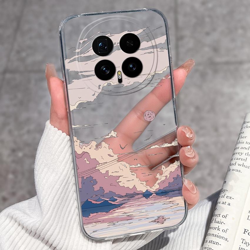 Для Huawei Honor Magic8 7 6 5 Pro Nova 12 Ultra 12i Чехол для телефона Красивый цветочный узор Прозрачный силиконовый Полностью защитный чехол Для корпуса Huawei