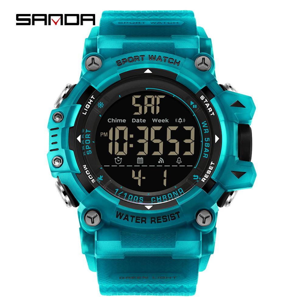 SANDA New 6290 Men's Electronic Watch Sports Waterproof Multifunctional Night Light Timer Men's Electronic Watch Alarm Clock