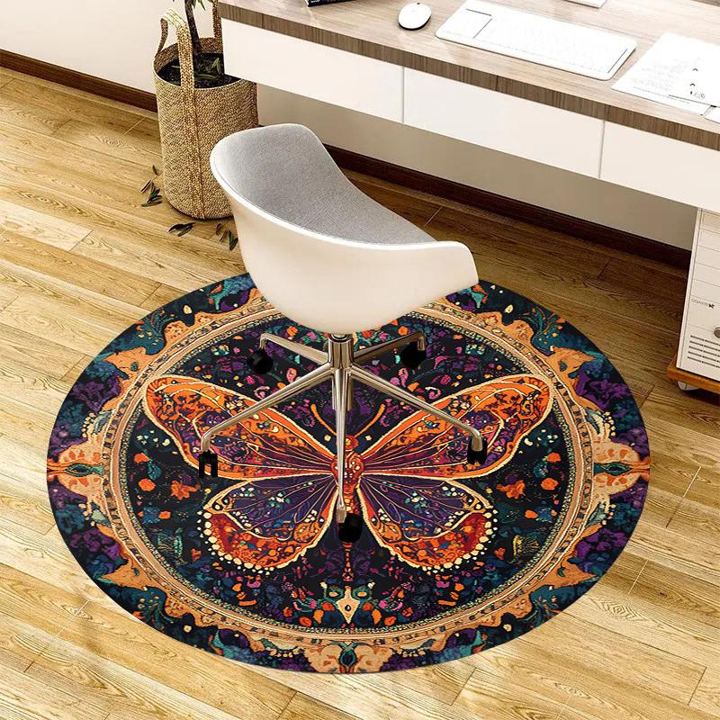 1pc Office Carpet Chair Mats Butterfly Mandala Artwork Perfect for Decorating Office Chairs, Living Rooms, Or Bedrooms