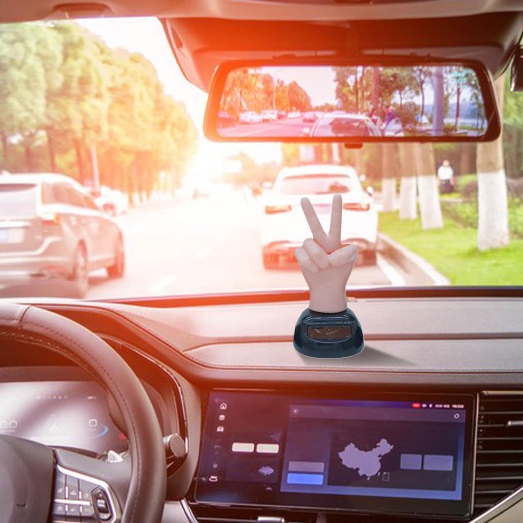 Middle Finger Car Decoration, Middle Finger Car Dashboard | Two Finger Shaking Solar Powered