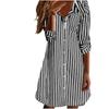 Женское модное полосатое платье с лацканами, повседневное, с длинными рукавами, свободного кроя, удобное, на пуговицах